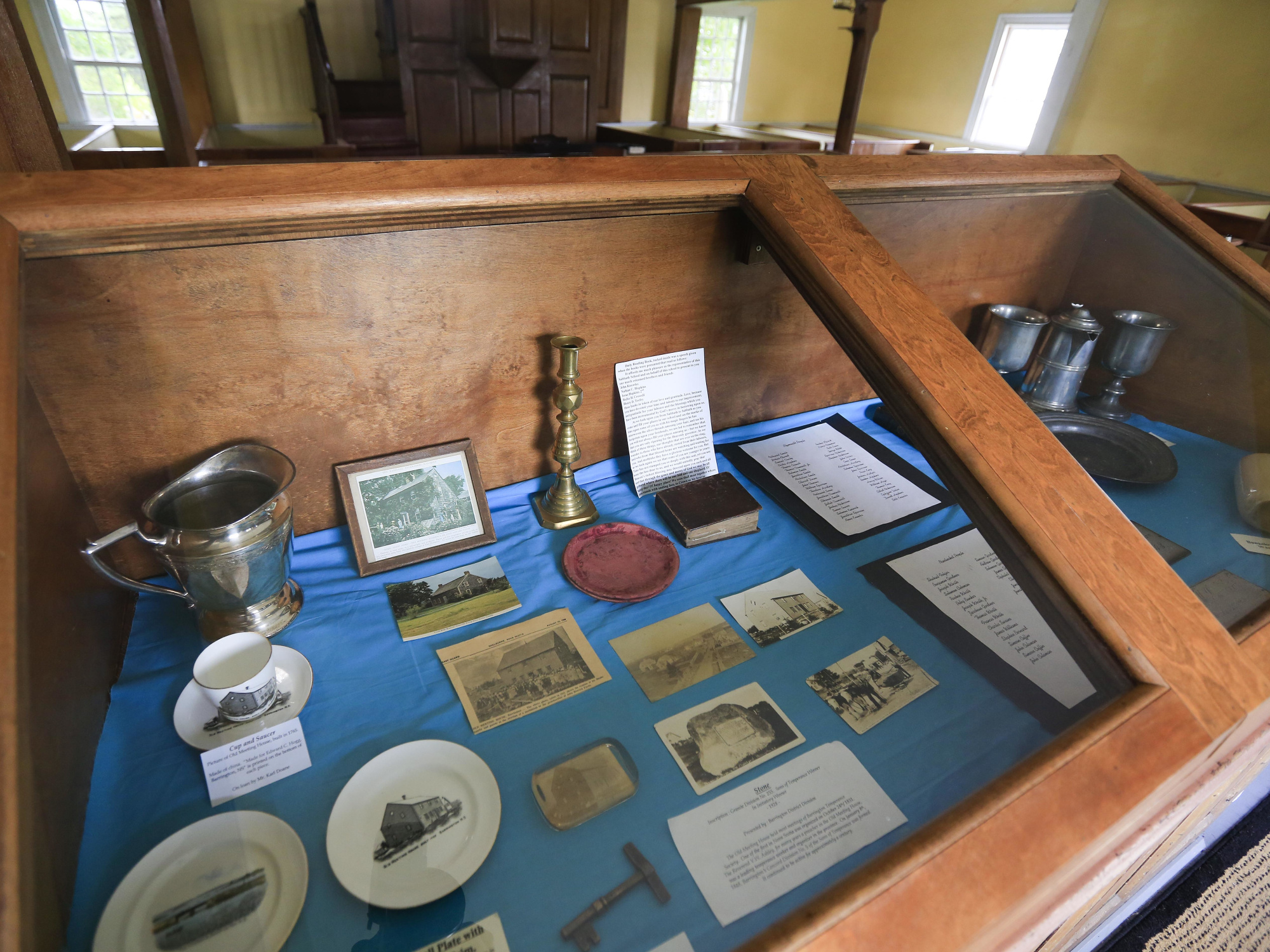 Display case at the Old Meeting House.